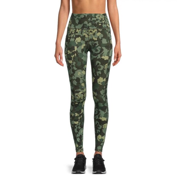 Avia Pants - Avia Womens Pull On Camo Print Active Leggings with Side Pockets & Elastic Waist